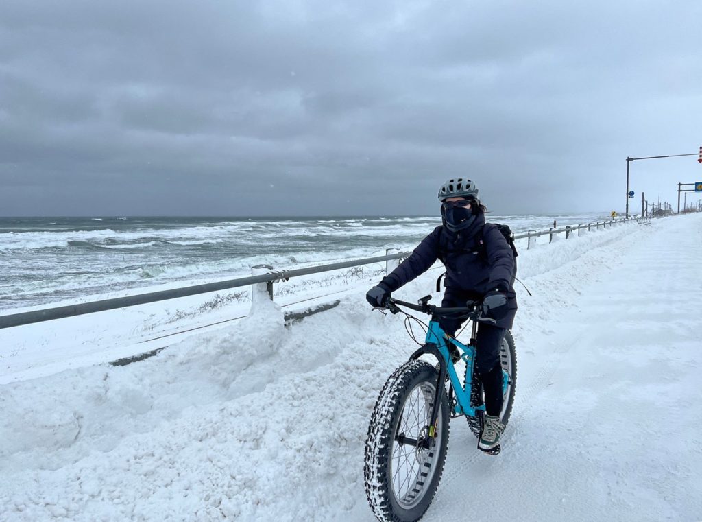 網走雪上サイクリング